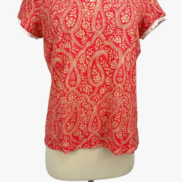 Bogner Size M Paisley Polo Shirt Pink Short Sleeve Collared Golf Leisure - Picture 3 of 12
